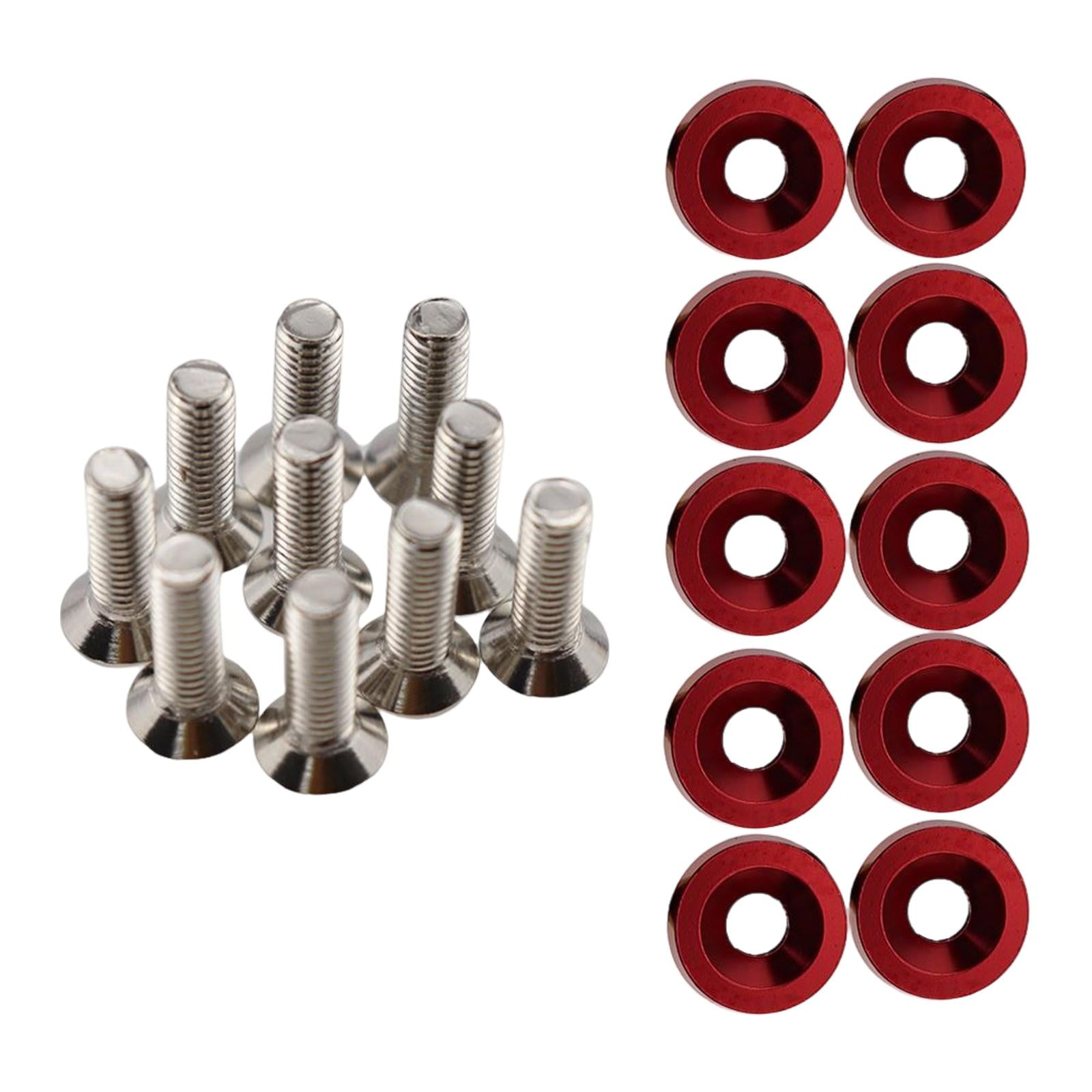 20Pcs Car Modified Screws Gasket Stainless Steel Aluminum Trim Bolts Screws Red