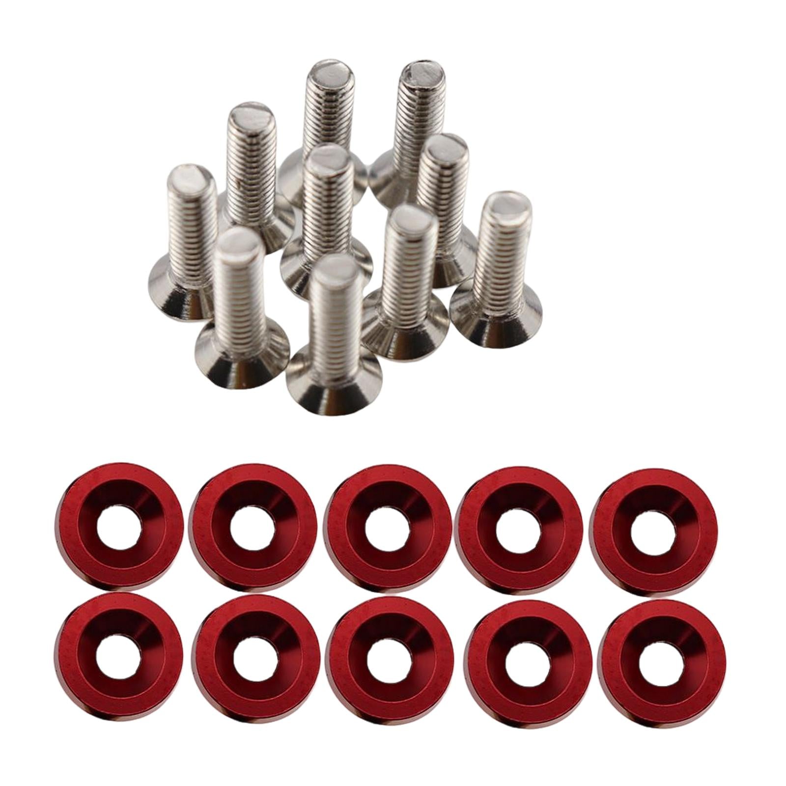 20Pcs Car Modified Screws Gasket Stainless Steel Aluminum Trim Bolts Screws Red