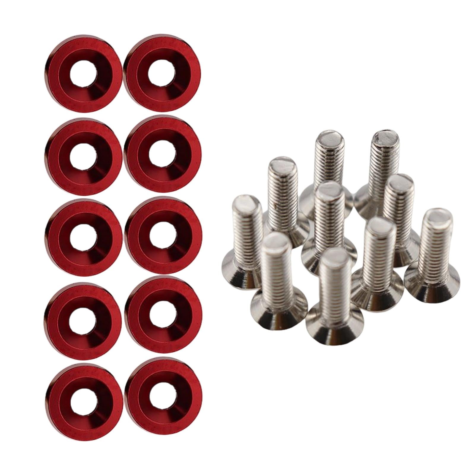 20Pcs Car Modified Screws Gasket Stainless Steel Aluminum Trim Bolts Screws Red