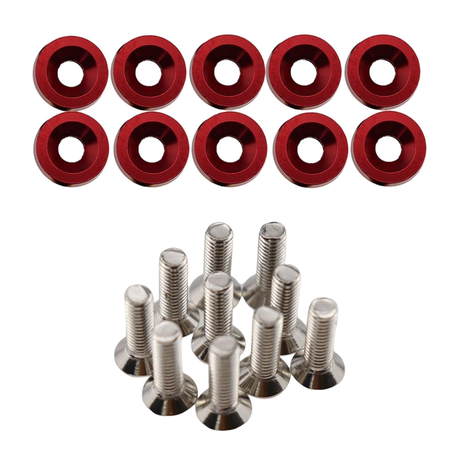 20Pcs Car Modified Screws Gasket Stainless Steel Aluminum Trim Bolts Screws Red