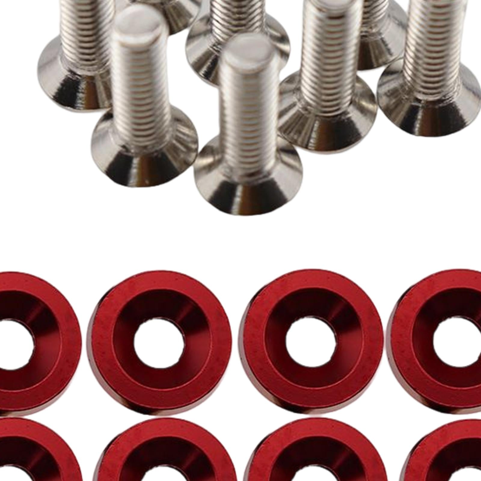 20Pcs Car Modified Screws Gasket Stainless Steel Aluminum Trim Bolts Screws Red