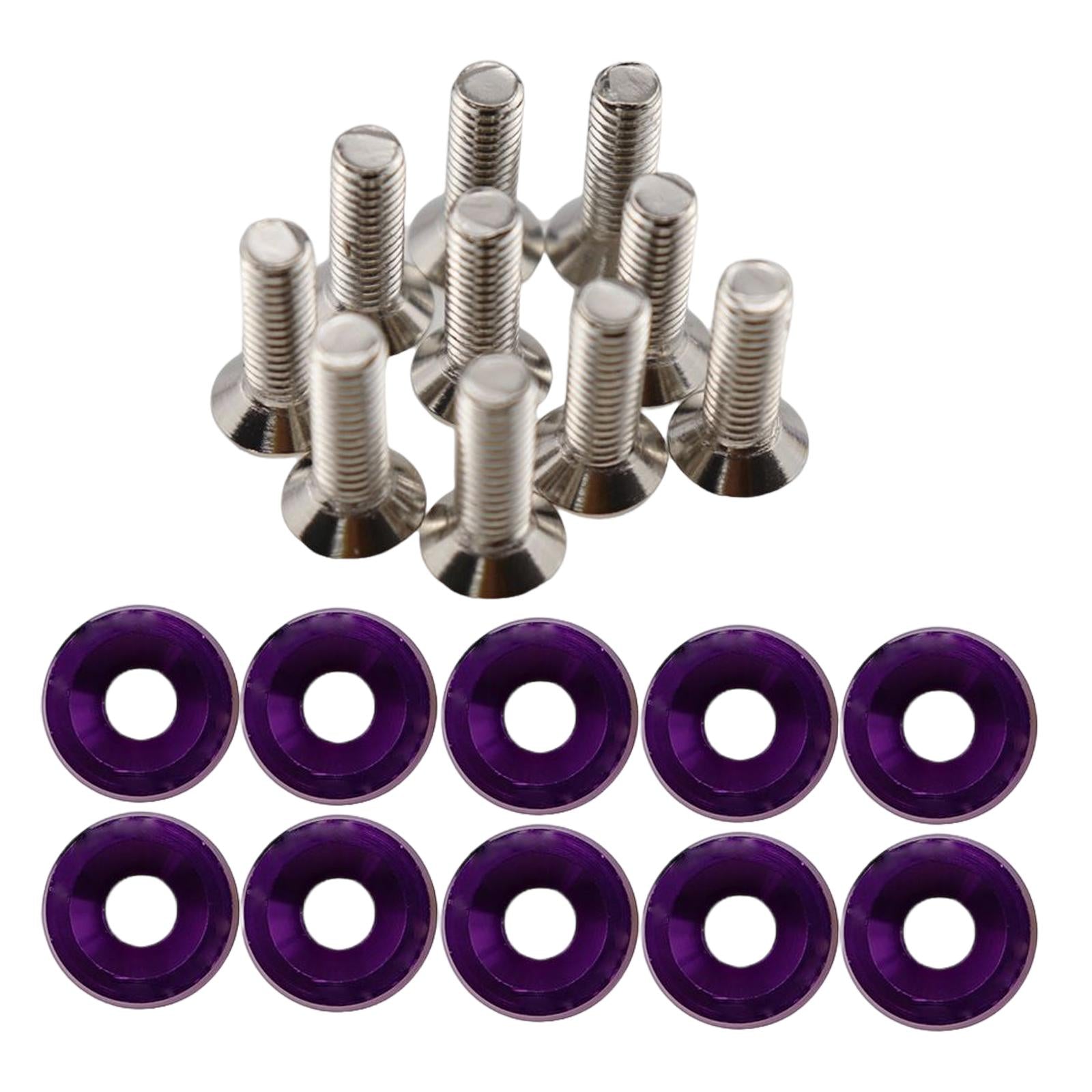 20Pcs Car Modified Screws Gasket Stainless Steel Aluminum Trim Bolts Screws Purple