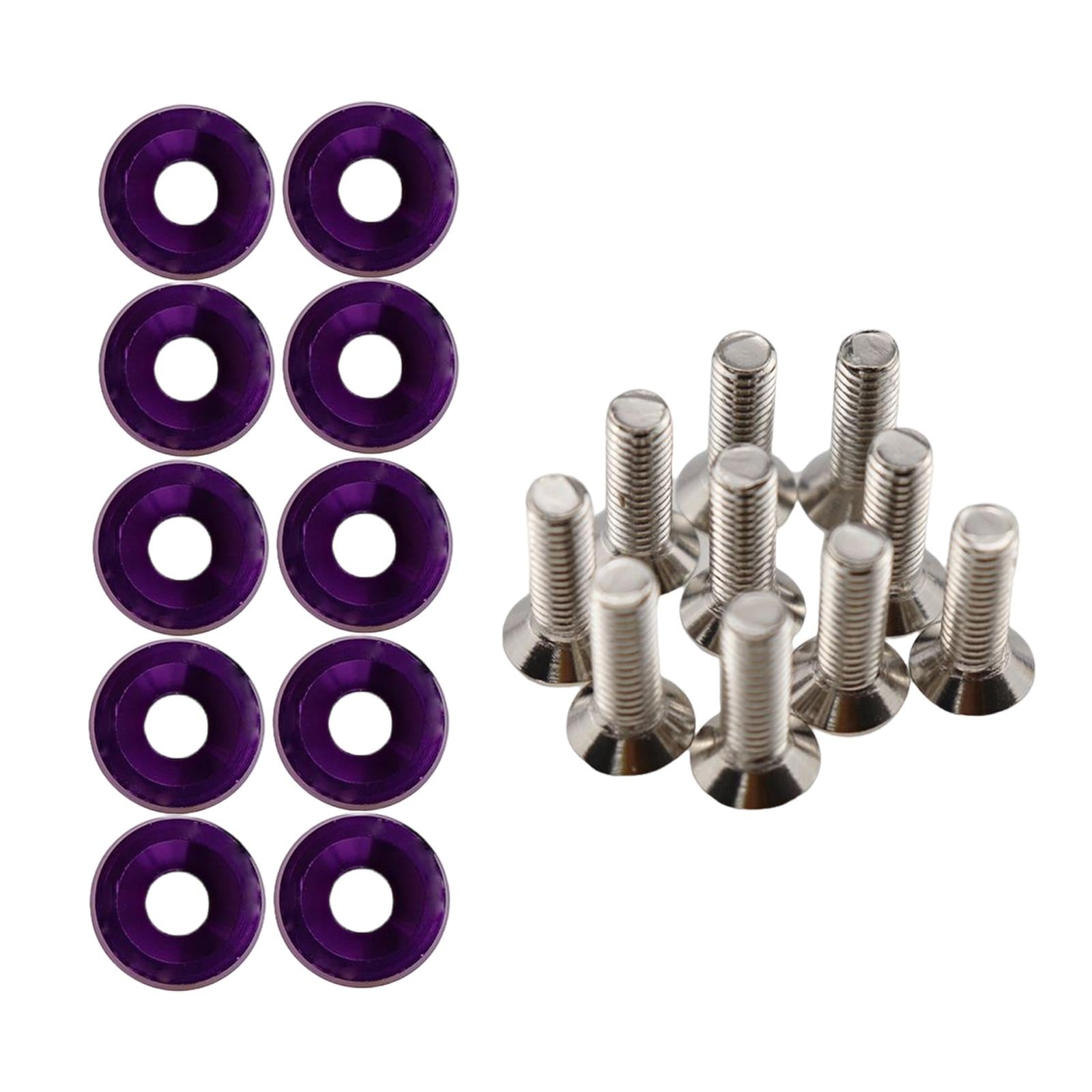 20Pcs Car Modified Screws Gasket Stainless Steel Aluminum Trim Bolts Screws Purple