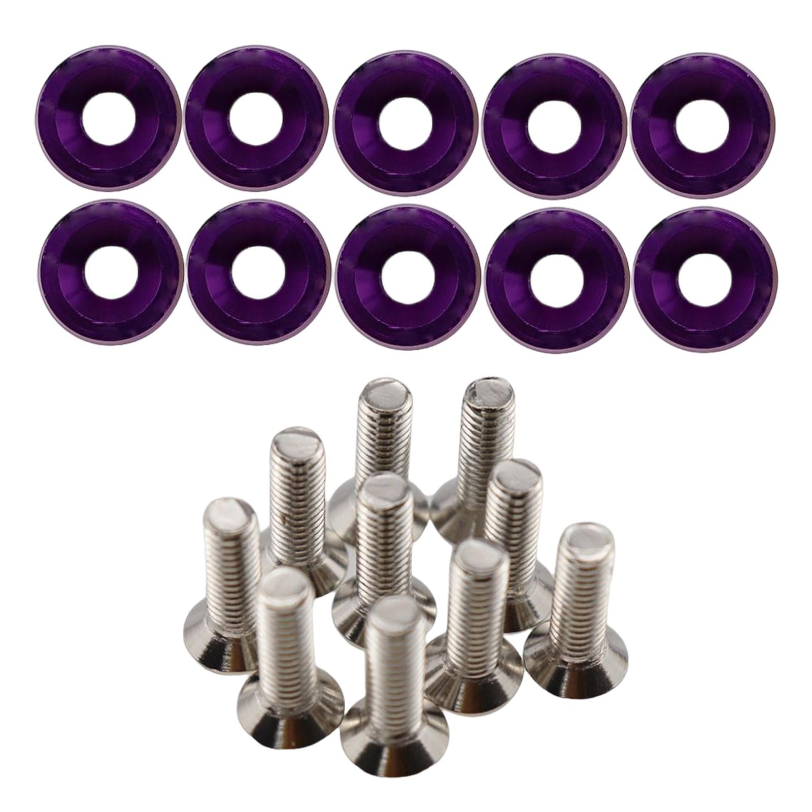 20Pcs Car Modified Screws Gasket Stainless Steel Aluminum Trim Bolts Screws Purple