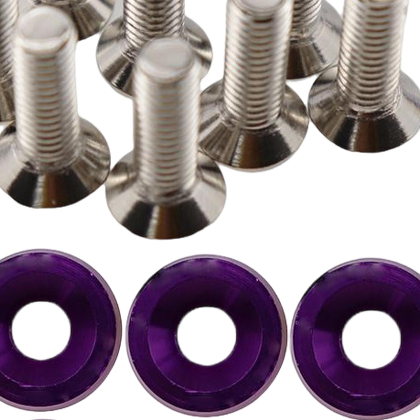 20Pcs Car Modified Screws Gasket Stainless Steel Aluminum Trim Bolts Screws Purple