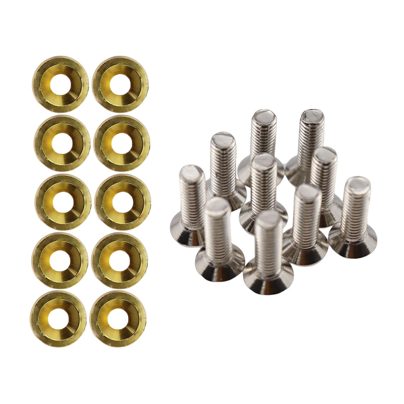 20Pcs Car Modified Screws Gasket Stainless Steel Aluminum Trim Bolts Screws Gold