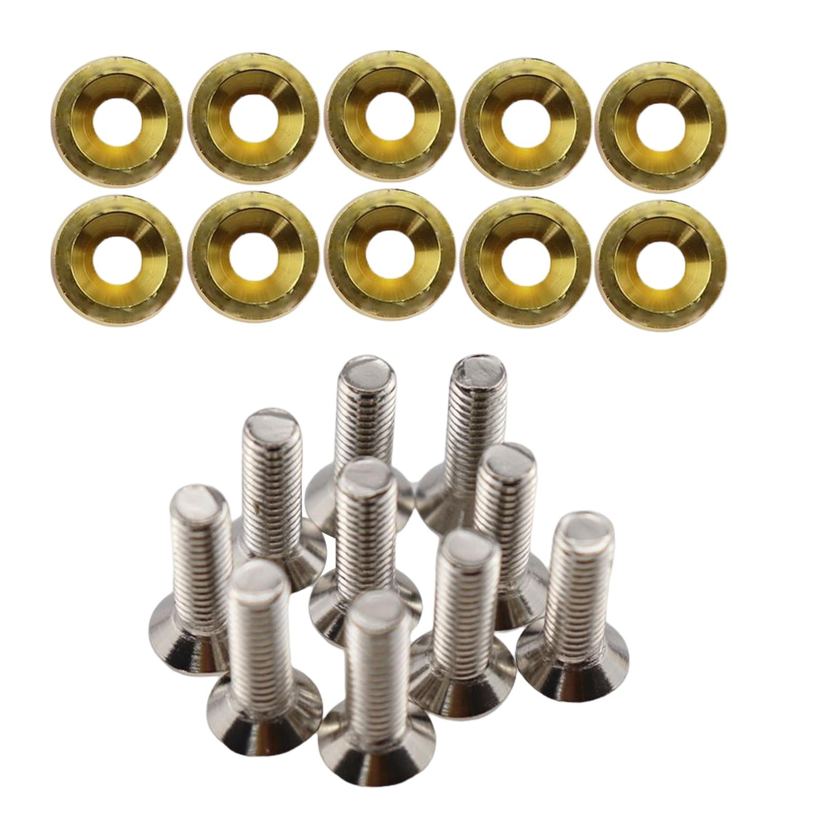 20Pcs Car Modified Screws Gasket Stainless Steel Aluminum Trim Bolts Screws Gold