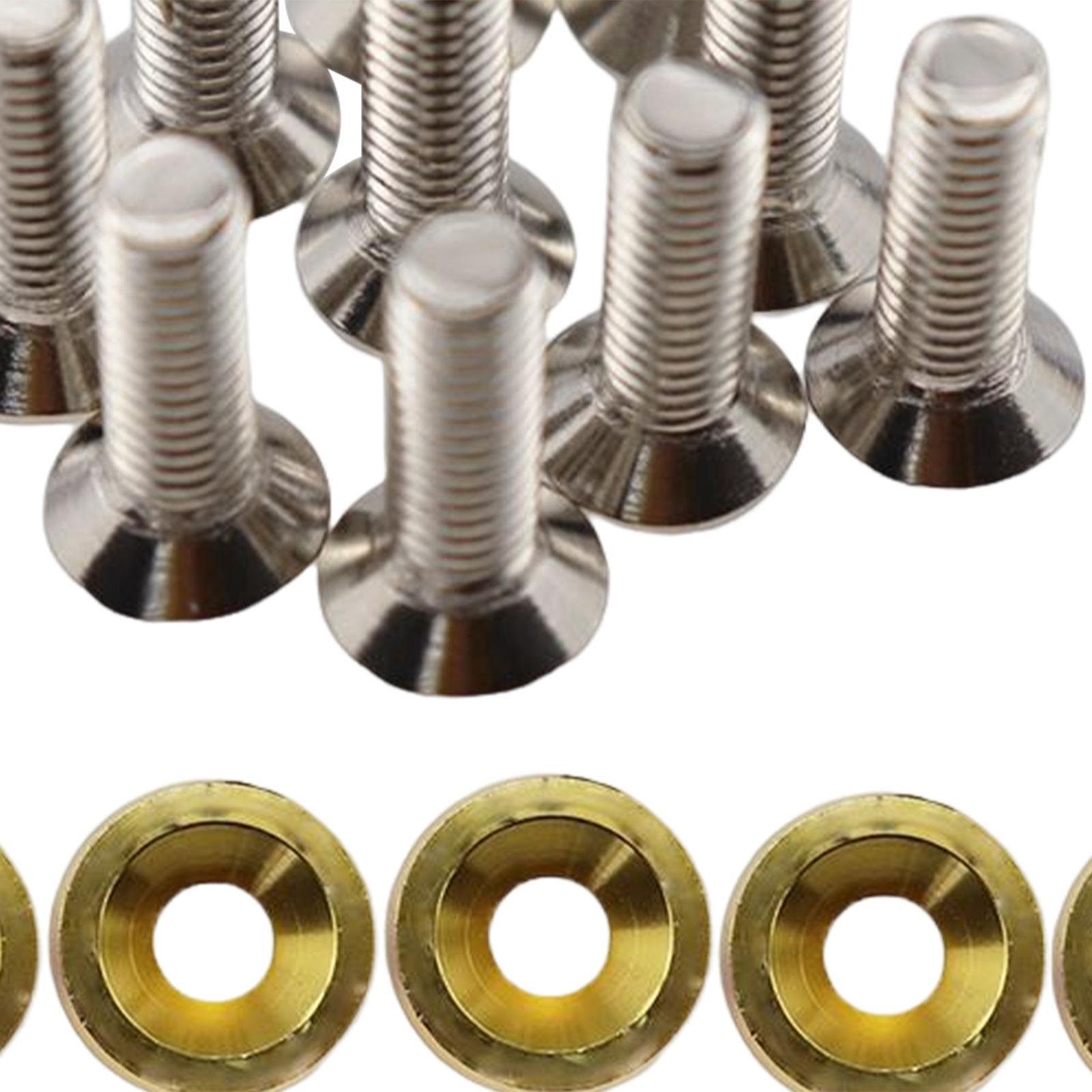 20Pcs Car Modified Screws Gasket Stainless Steel Aluminum Trim Bolts Screws Gold