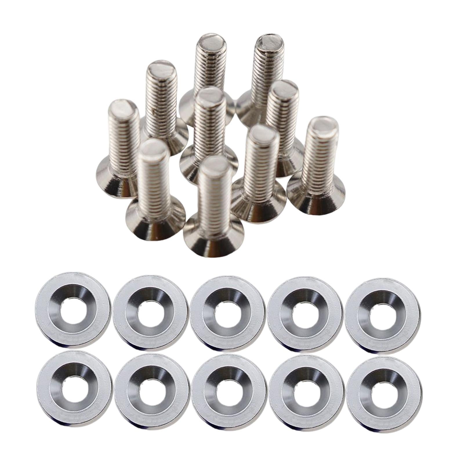 20Pcs Car Modified Screws Gasket Stainless Steel Aluminum Trim Bolts Screws Silver