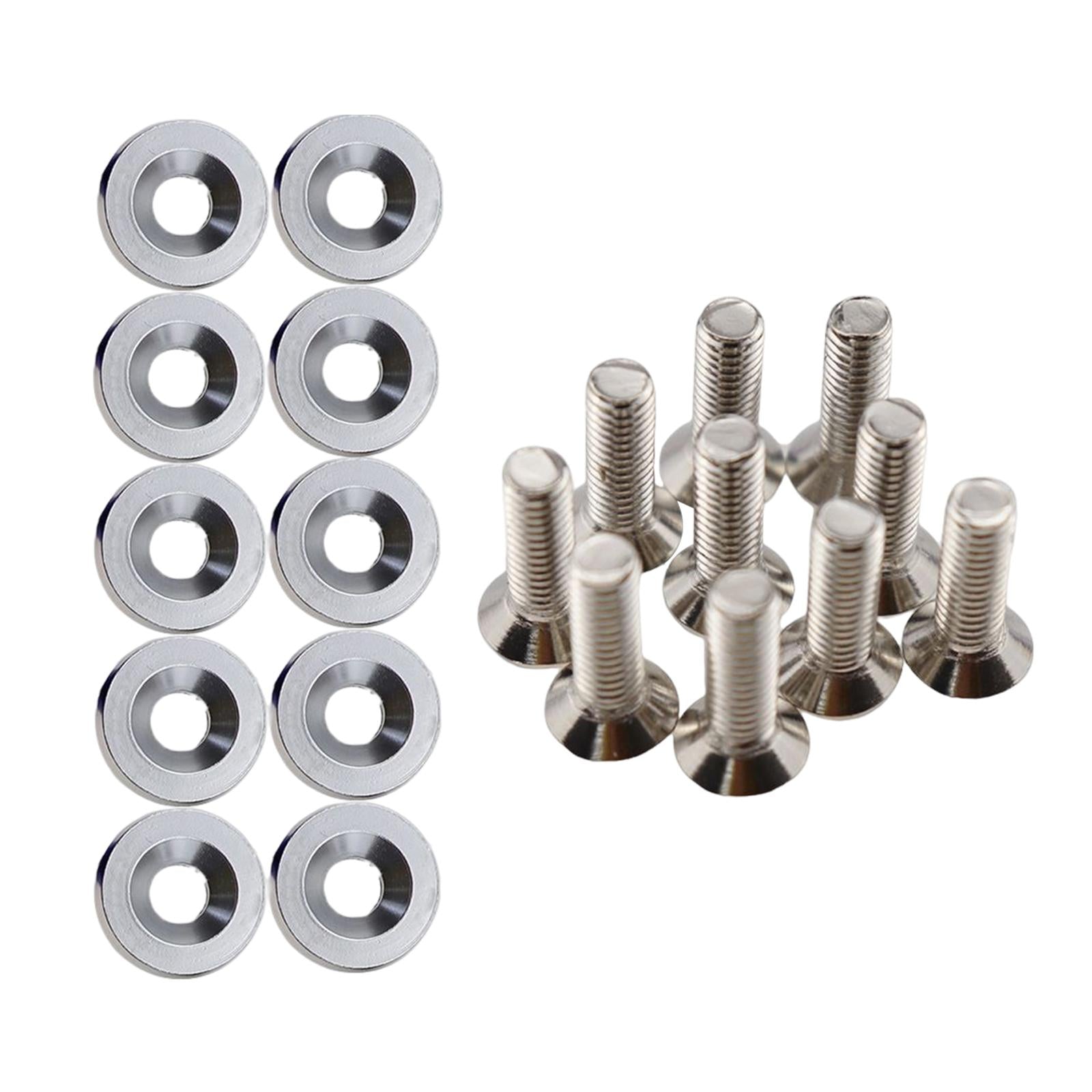 20Pcs Car Modified Screws Gasket Stainless Steel Aluminum Trim Bolts Screws Silver