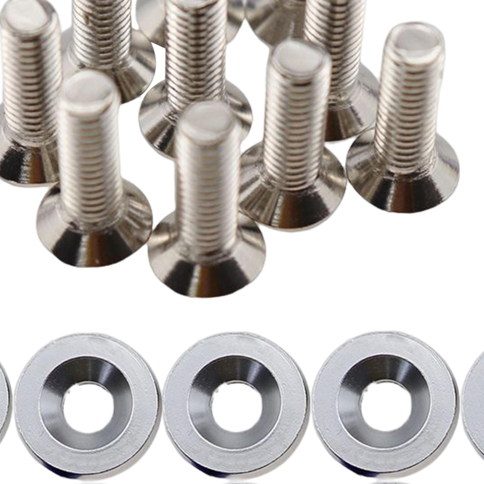 20Pcs Car Modified Screws Gasket Stainless Steel Aluminum Trim Bolts Screws Silver