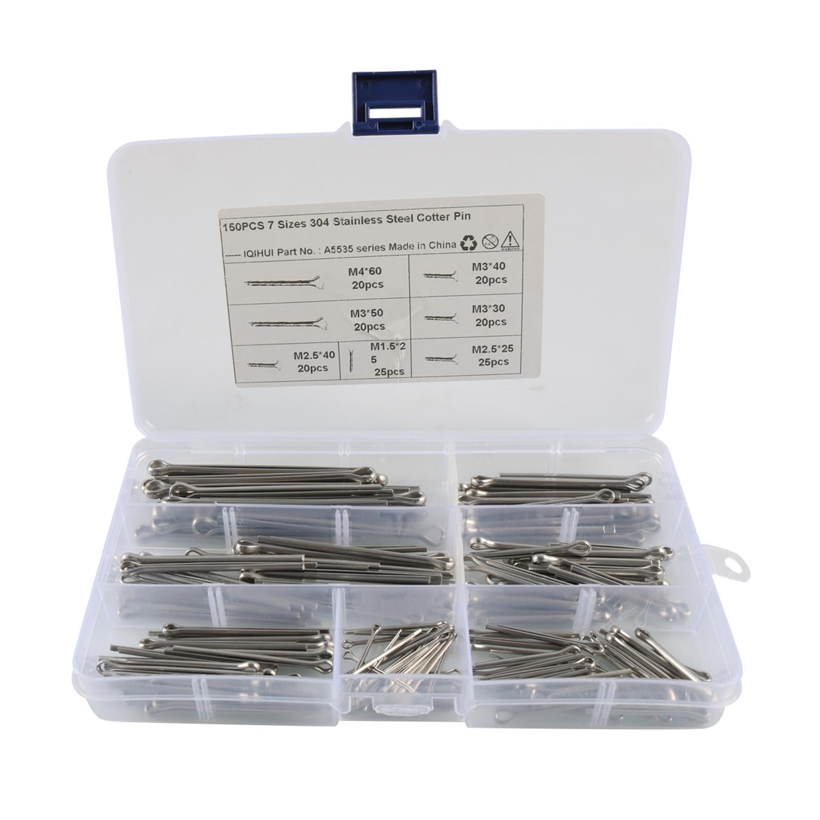 150Pcs Cotter Pin Assortment Kit Fit for Power Equipment Trucks Mechanics