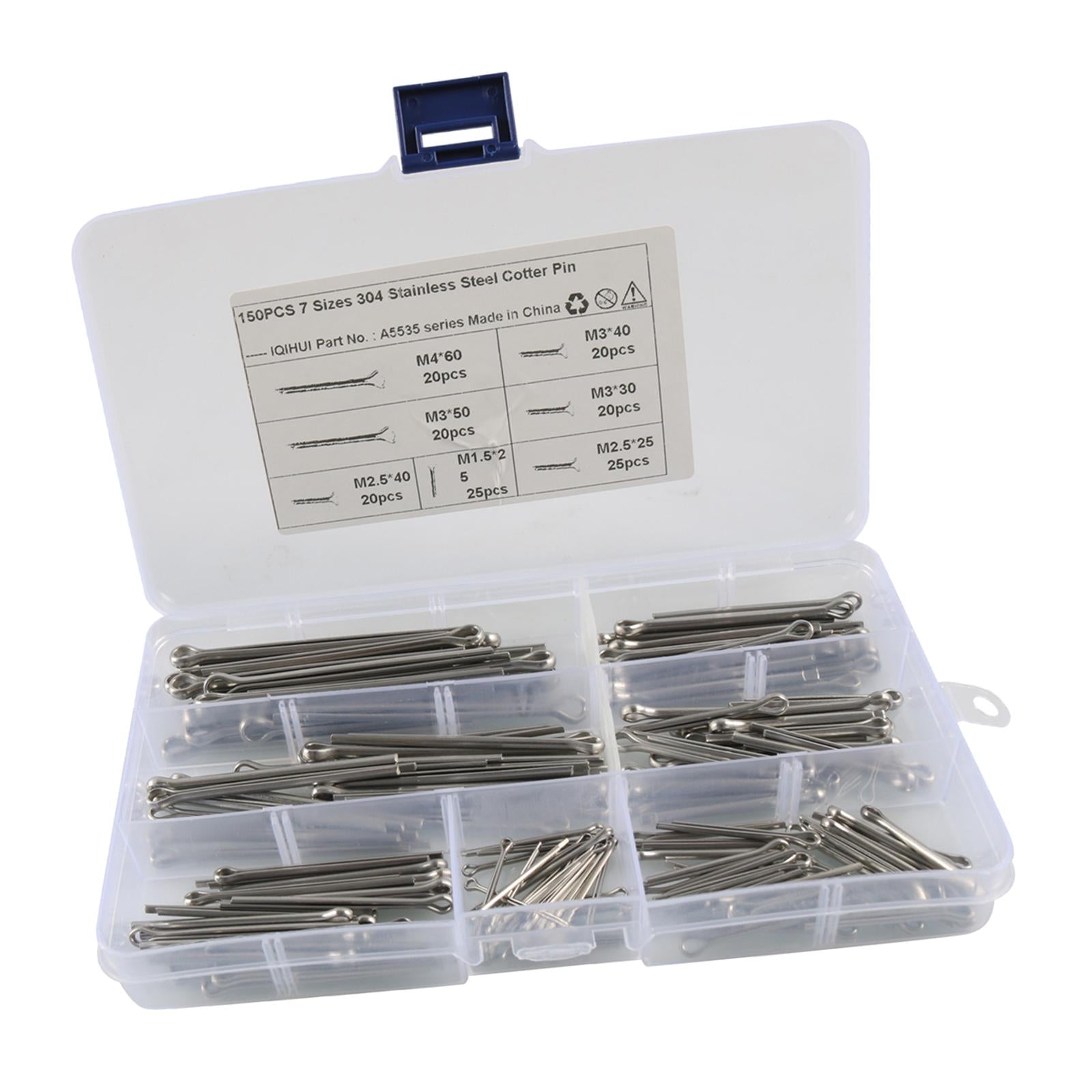 150Pcs Cotter Pin Assortment Kit Fit for Power Equipment Trucks Mechanics