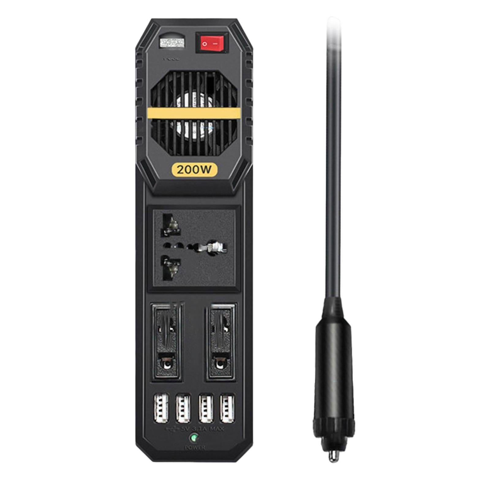 200W Car Power Inverter Fast Charging Car Port 4 USB Fit for Laptop Phone