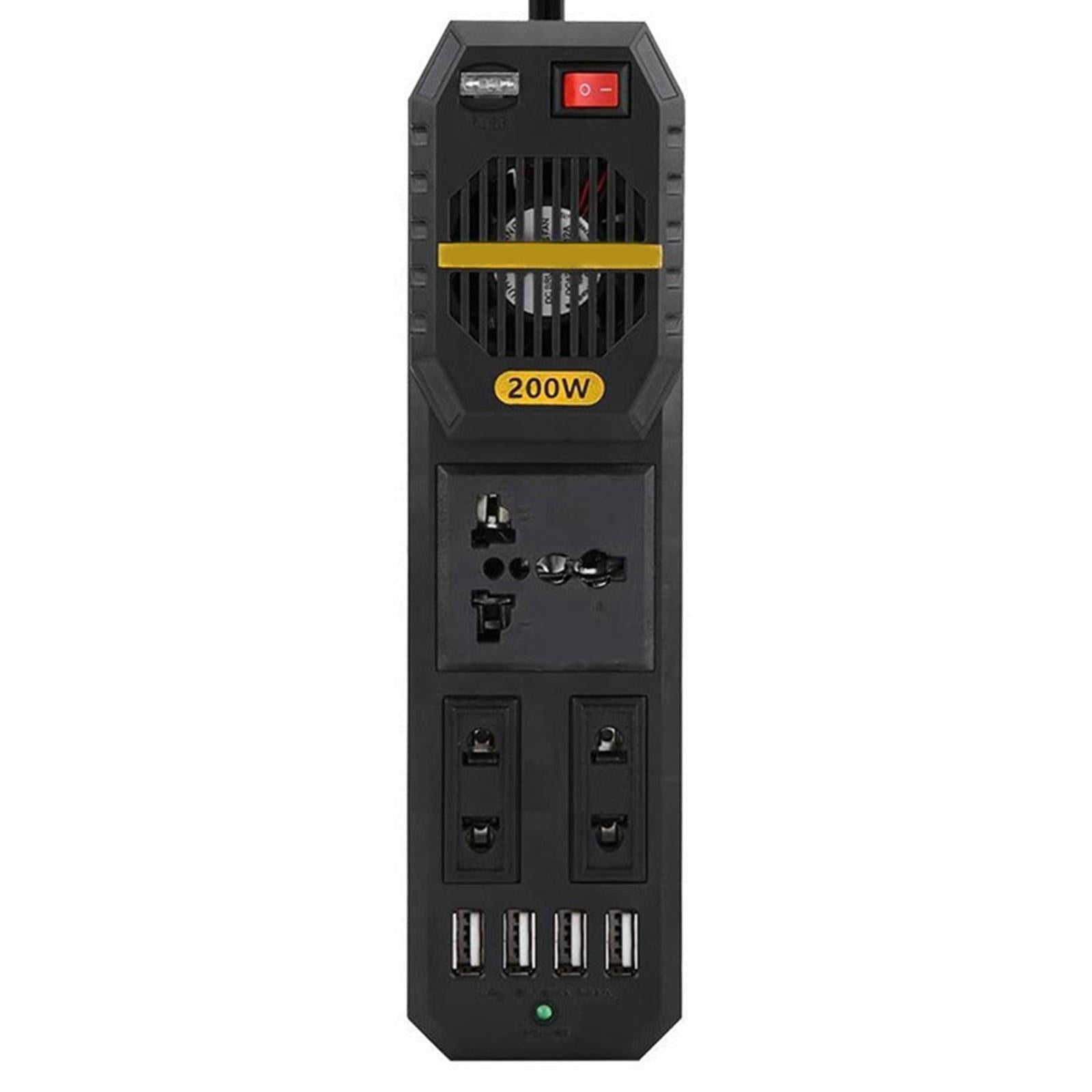 200W Car Power Inverter Fast Charging Car Port 4 USB Fit for Laptop Phone