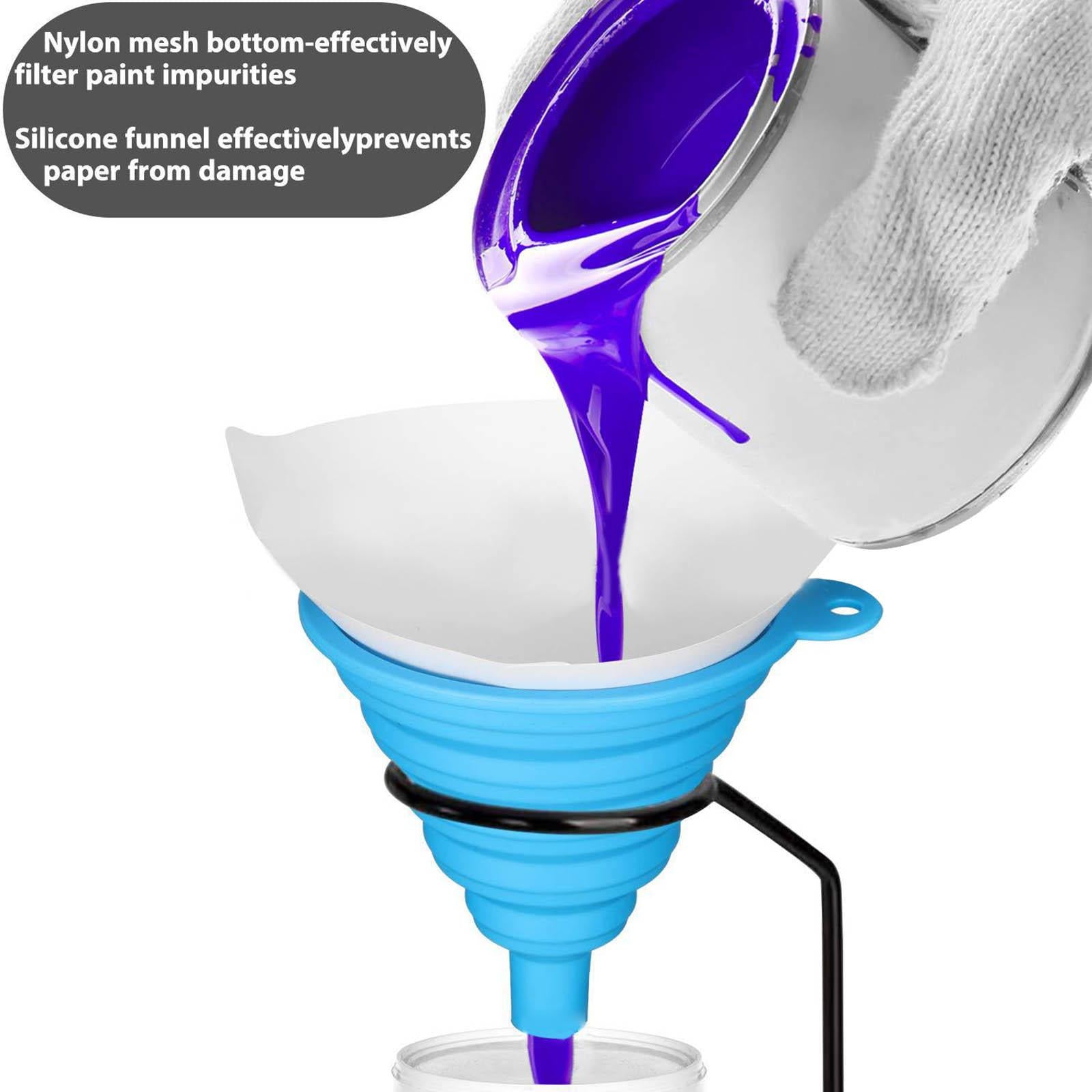 200 Pieces Paint Cone Paint Strainers and 1x Silicone Funnel for Home