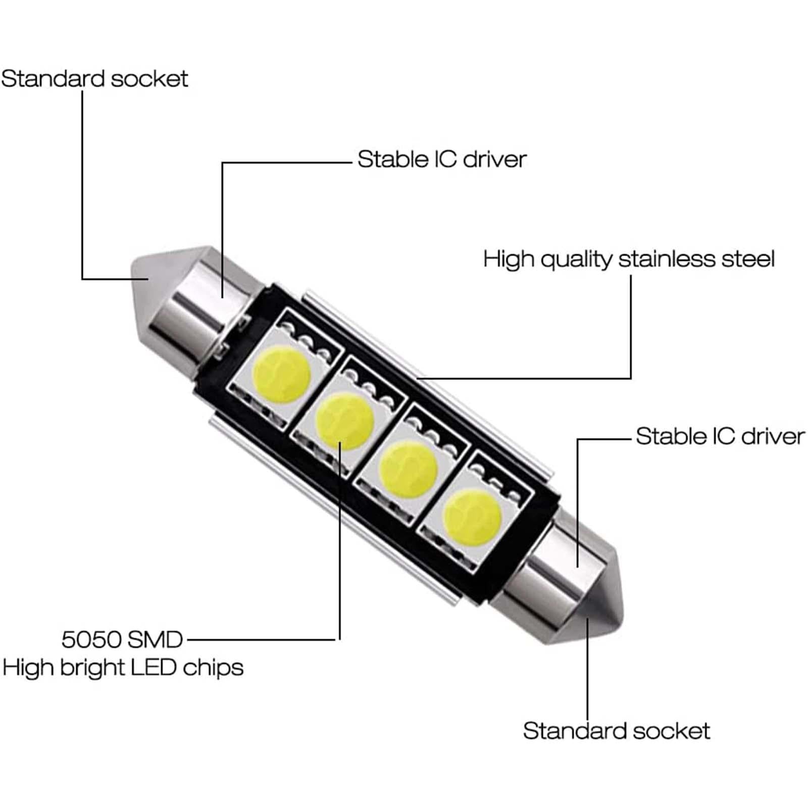 17x LED SMD Bulb Kit 6000K for Car Interior Easy Installation Accessory