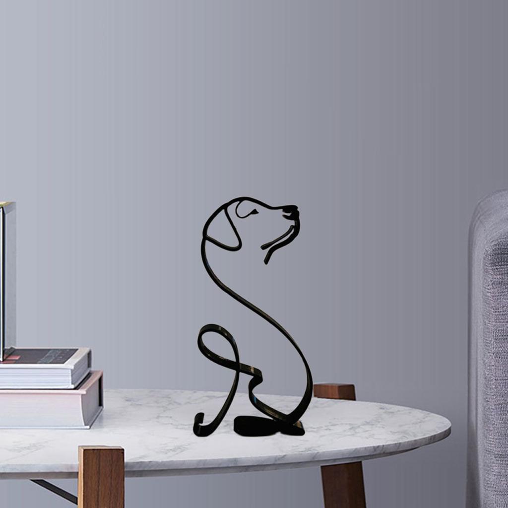 Abstract Cat Dog Figurine Lifelike Animal Sculpture Statue 16.9x8.6cm