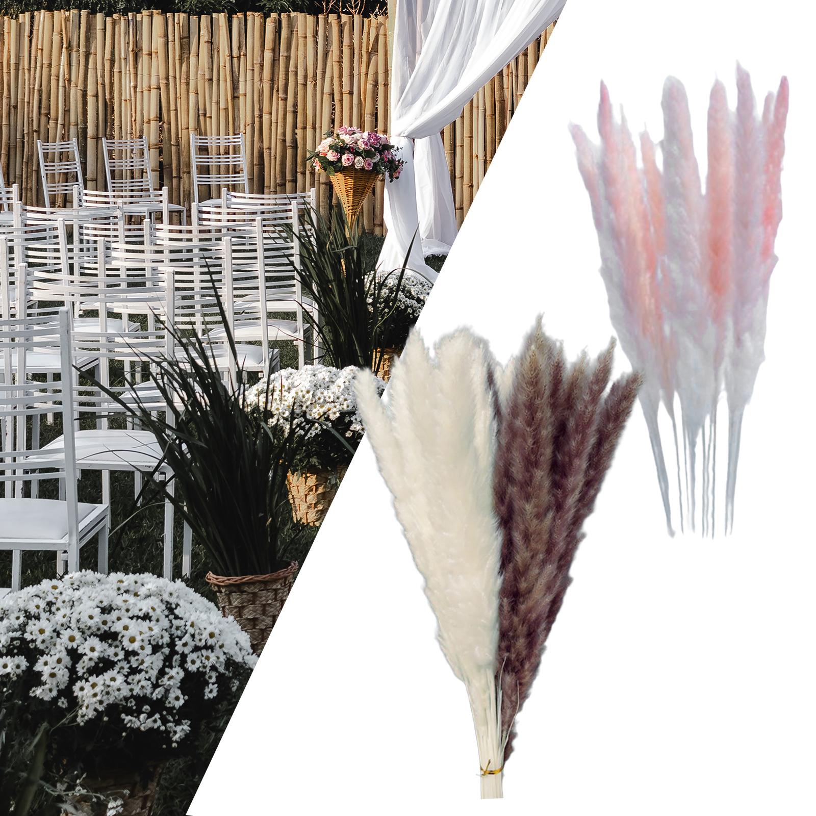 15Pcs 45cm Dried Pampas Grass Flower Arrangement Reed Plumes Flower Pink