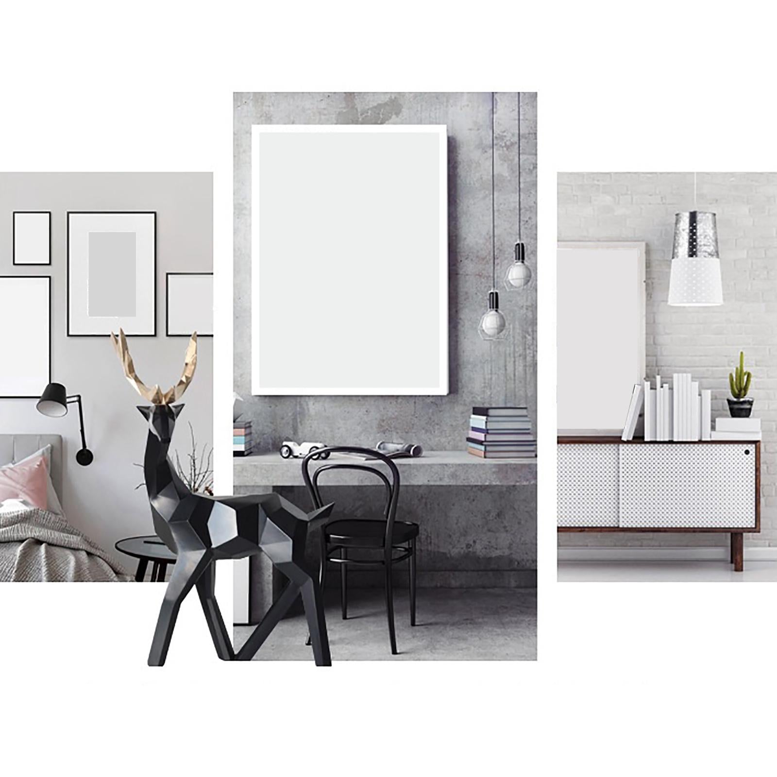 1 Pair Geometric Deer Statue Resin Elk Sculpture for Porch Decor Black