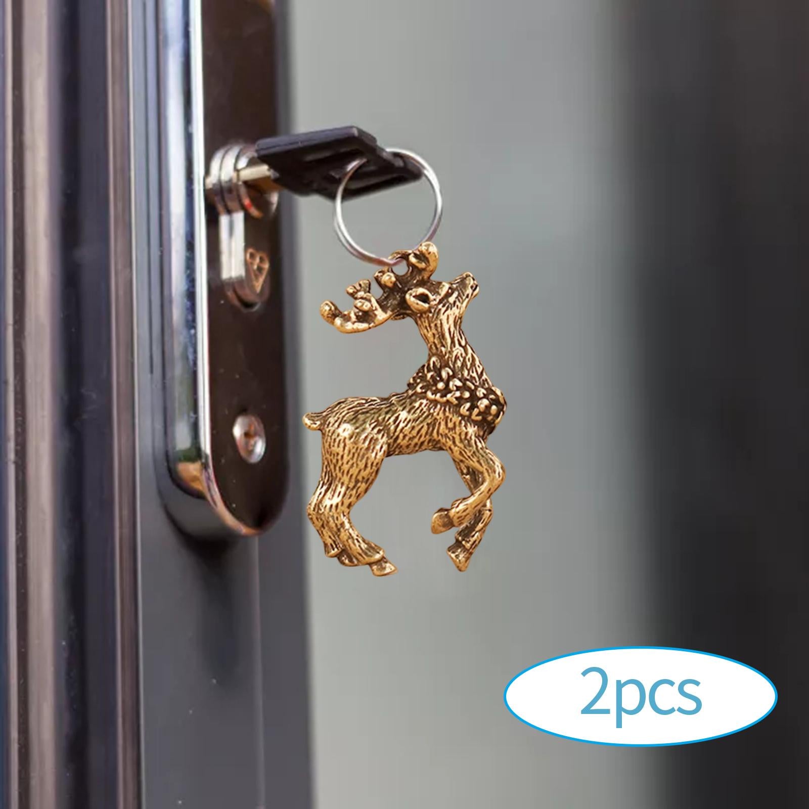1Pair Antique Style Brass Pendants Jewelry Making DIY Craft Sika Deer Charms