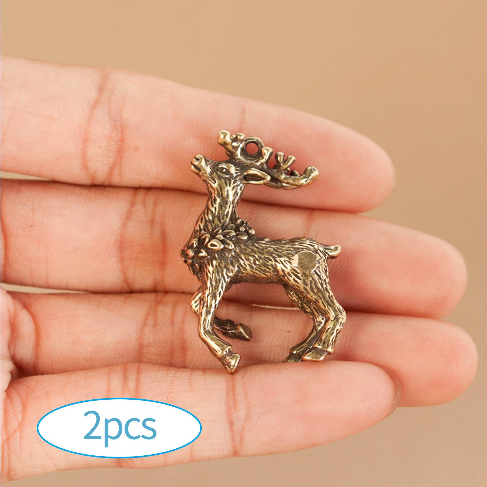 1Pair Antique Style Brass Pendants Jewelry Making DIY Craft Sika Deer Charms