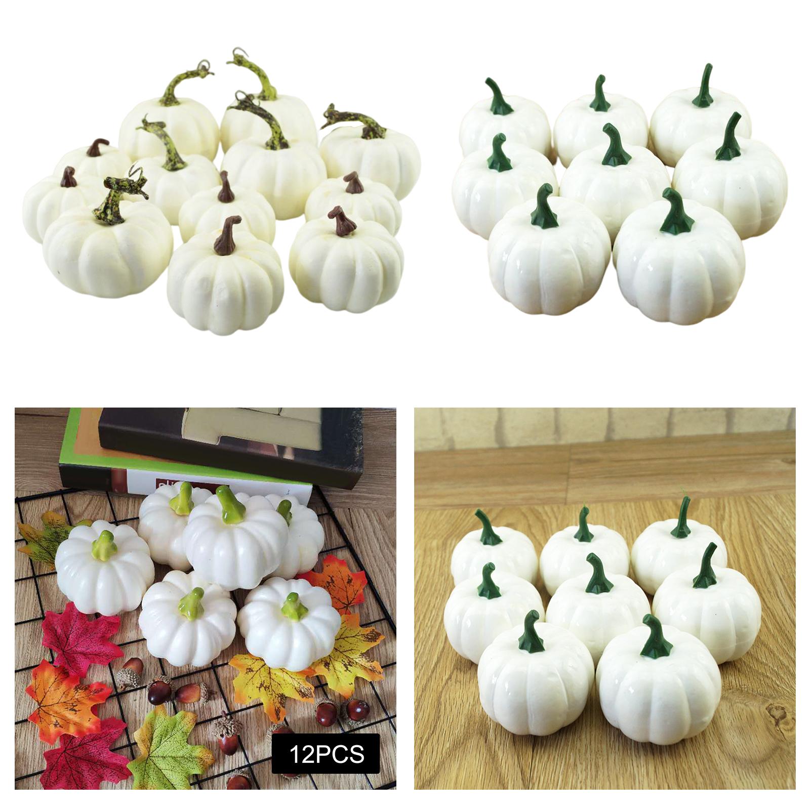 12x White Artificial Pumpkins Fall Crafts for Halloween Home