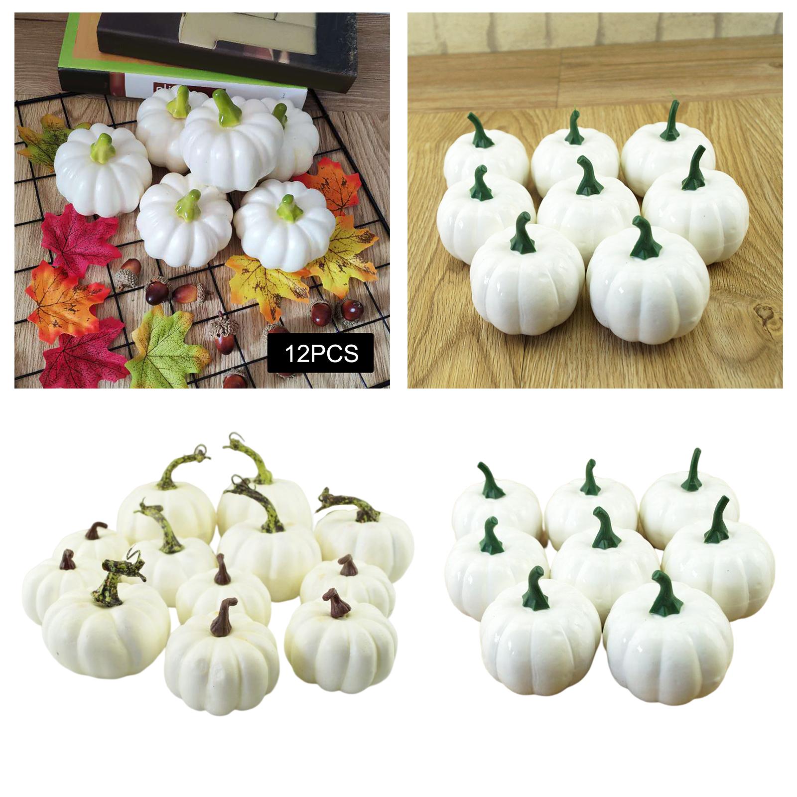 12x White Artificial Pumpkins Fall Crafts for Halloween Home