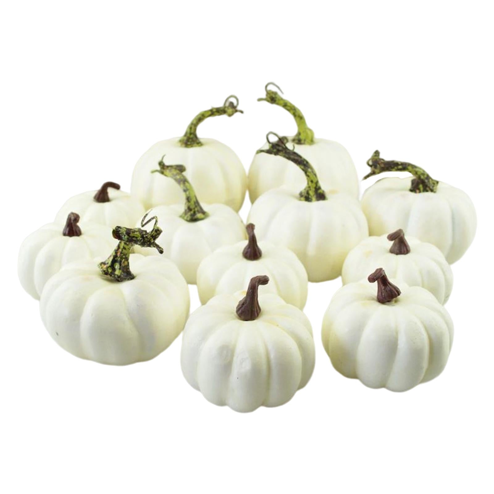 12x White Artificial Pumpkins Fall Crafts for Halloween Home