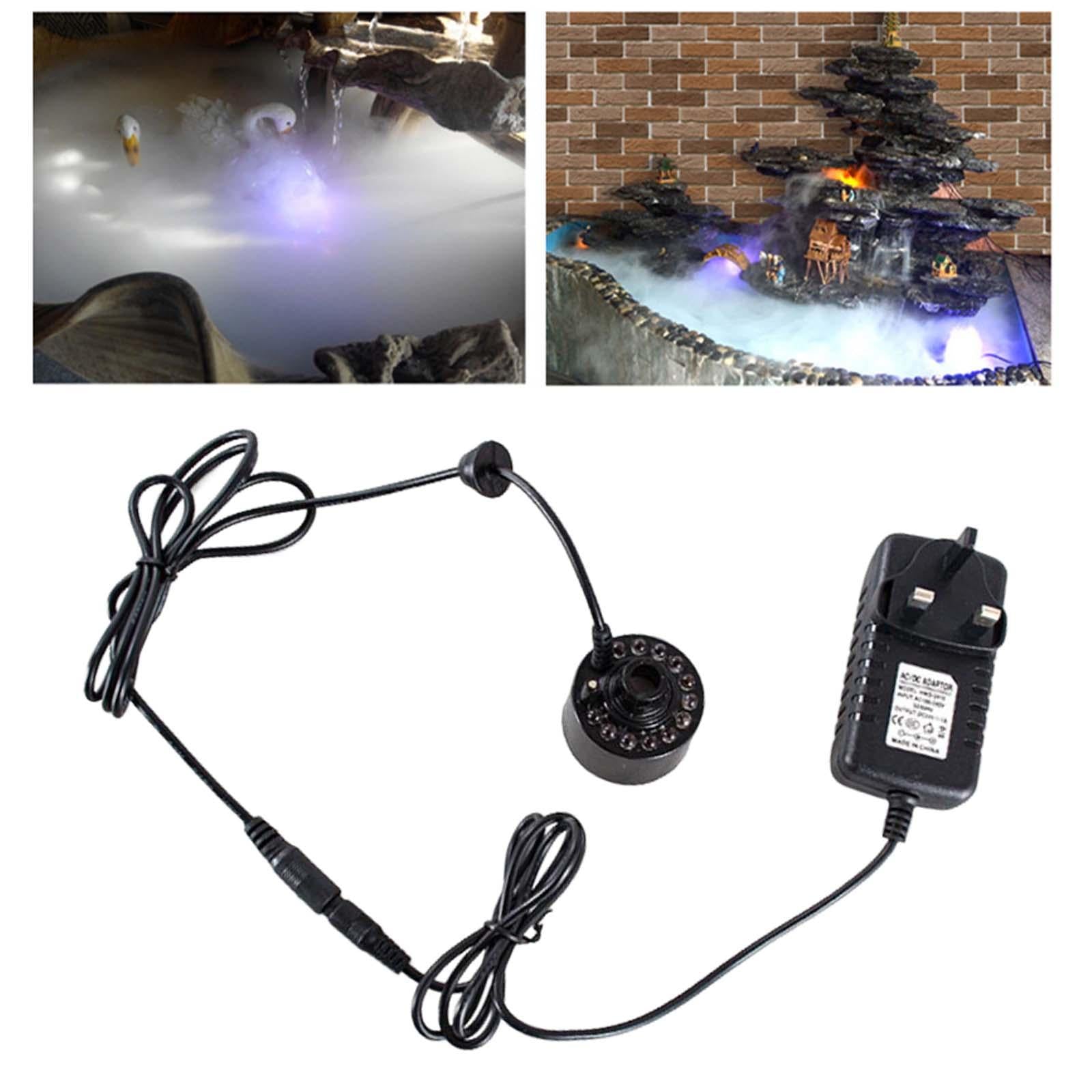 20mm Mist Maker 12 LED Pond Fog Machine for Halloween Garden Home