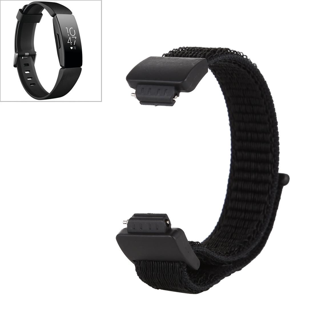 For Fitbit Inspire/ Inspire HR Nylon Watchband with Hook and Loop Fastener (Black)