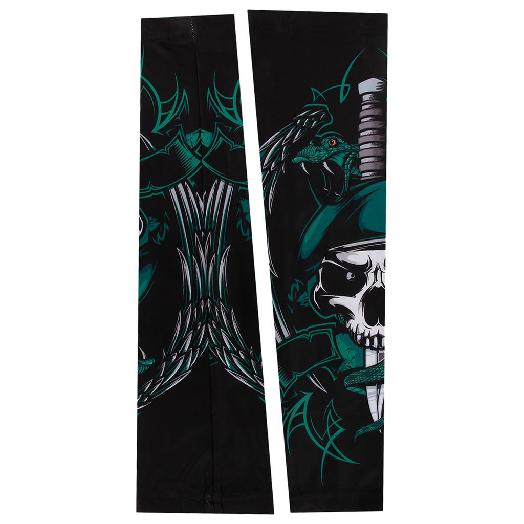 1Pair Outdoor Cycling Sport UV Protective Skin Cover Skull Arm Sleeves XXL