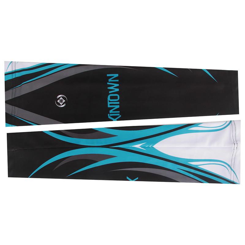 1Pair Seamless Golf Cycling Sports UV Protection Arm Sleeves Black Blue L