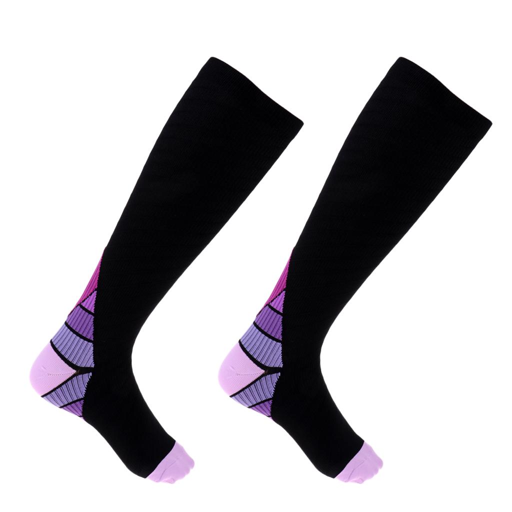 1 Pair Compression Socks for Running Cycling Travel Flight S and M, Purple