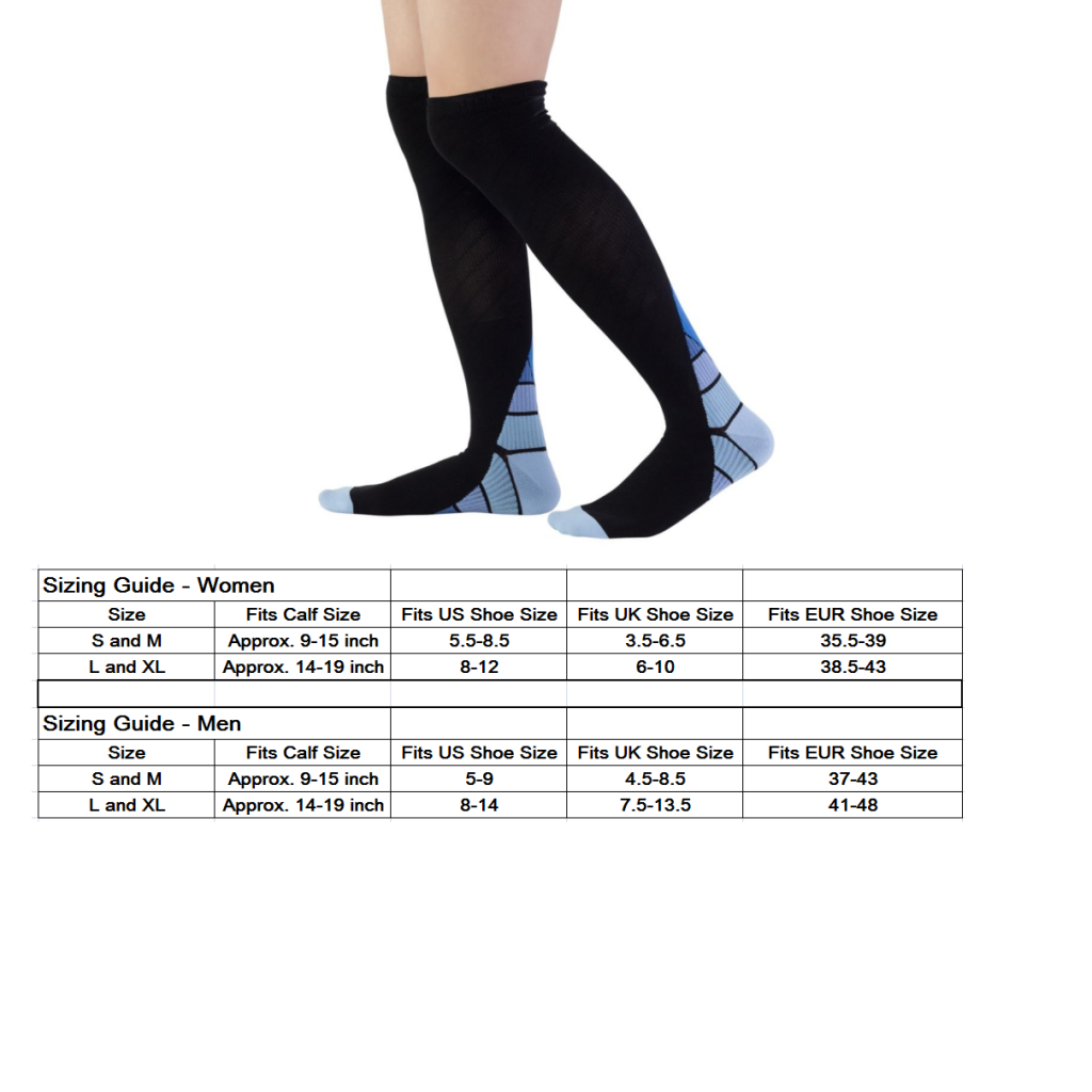 1 Pair Compression Socks for Running Cycling Travel Flight S and M, Purple