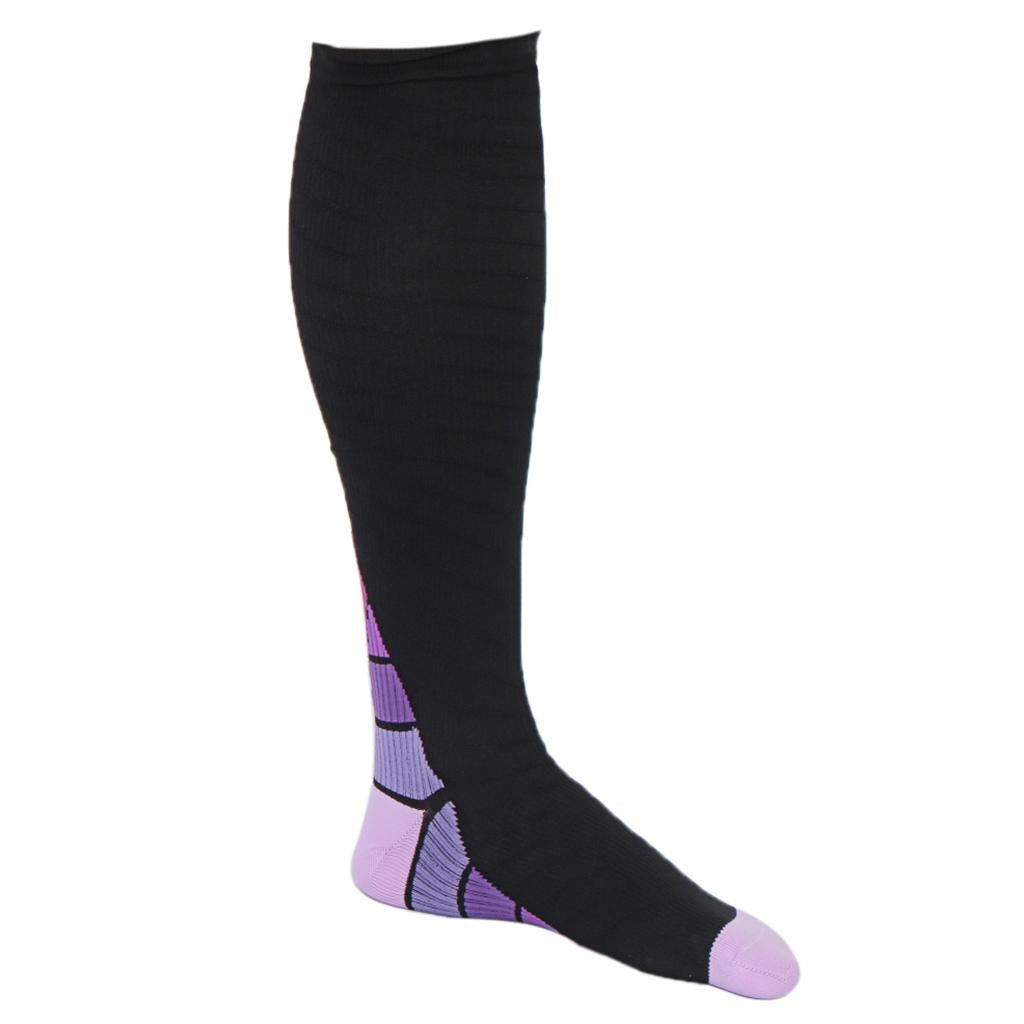 1 Pair Compression Socks for Running Cycling Travel Flight S and M, Purple