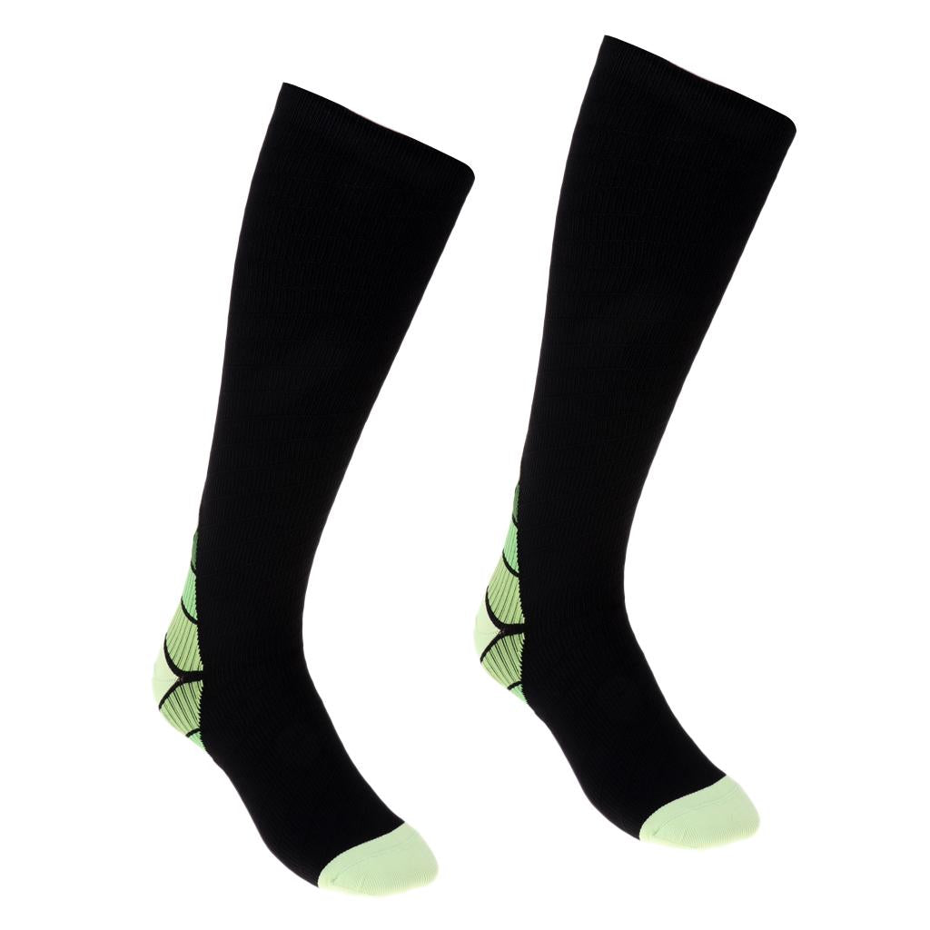 1 Pair Compression Socks for Running Cycling Travel Flight S and M, Green