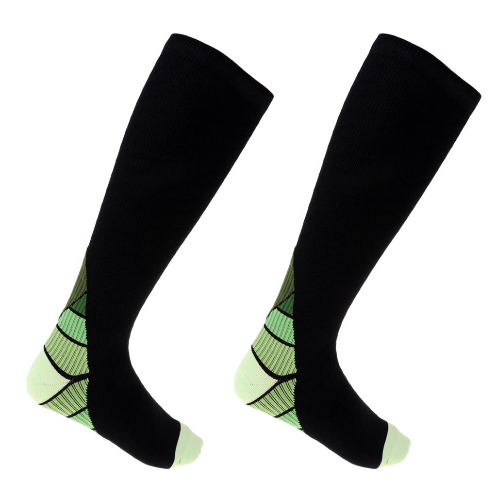 1 Pair Compression Socks for Running Cycling Travel Flight S and M, Green