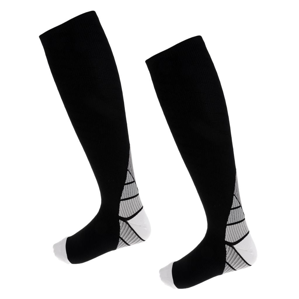 1 Pair Compression Socks for Running Cycling Travel Flight S and M, Gray