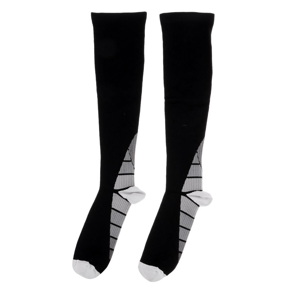 1 Pair Compression Socks for Running Cycling Travel Flight S and M, Gray