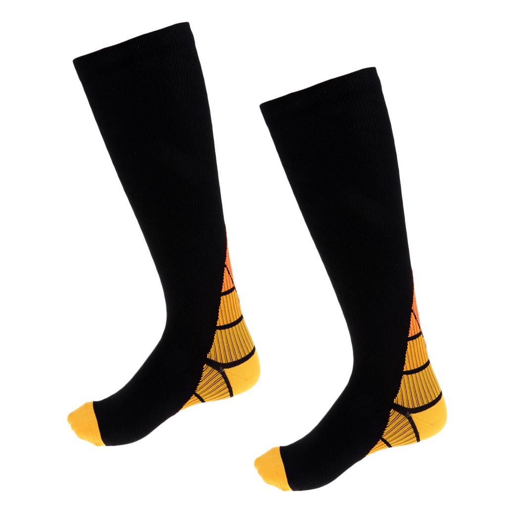 1 Pair Compression Socks for Running Cycling Travel Flight S and M, Orange