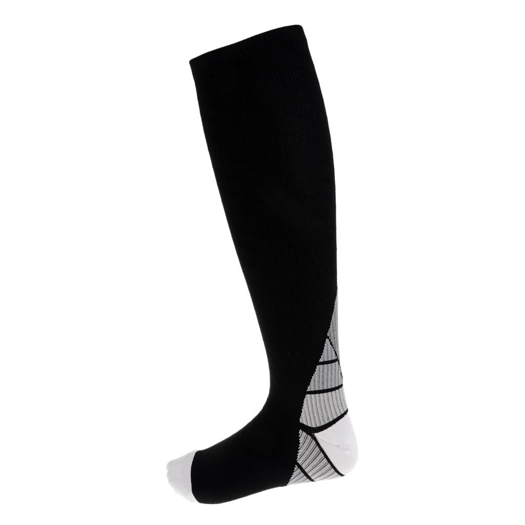 1 Pair Compression Socks for Running Cycling Travel Flight L and XL, Gray