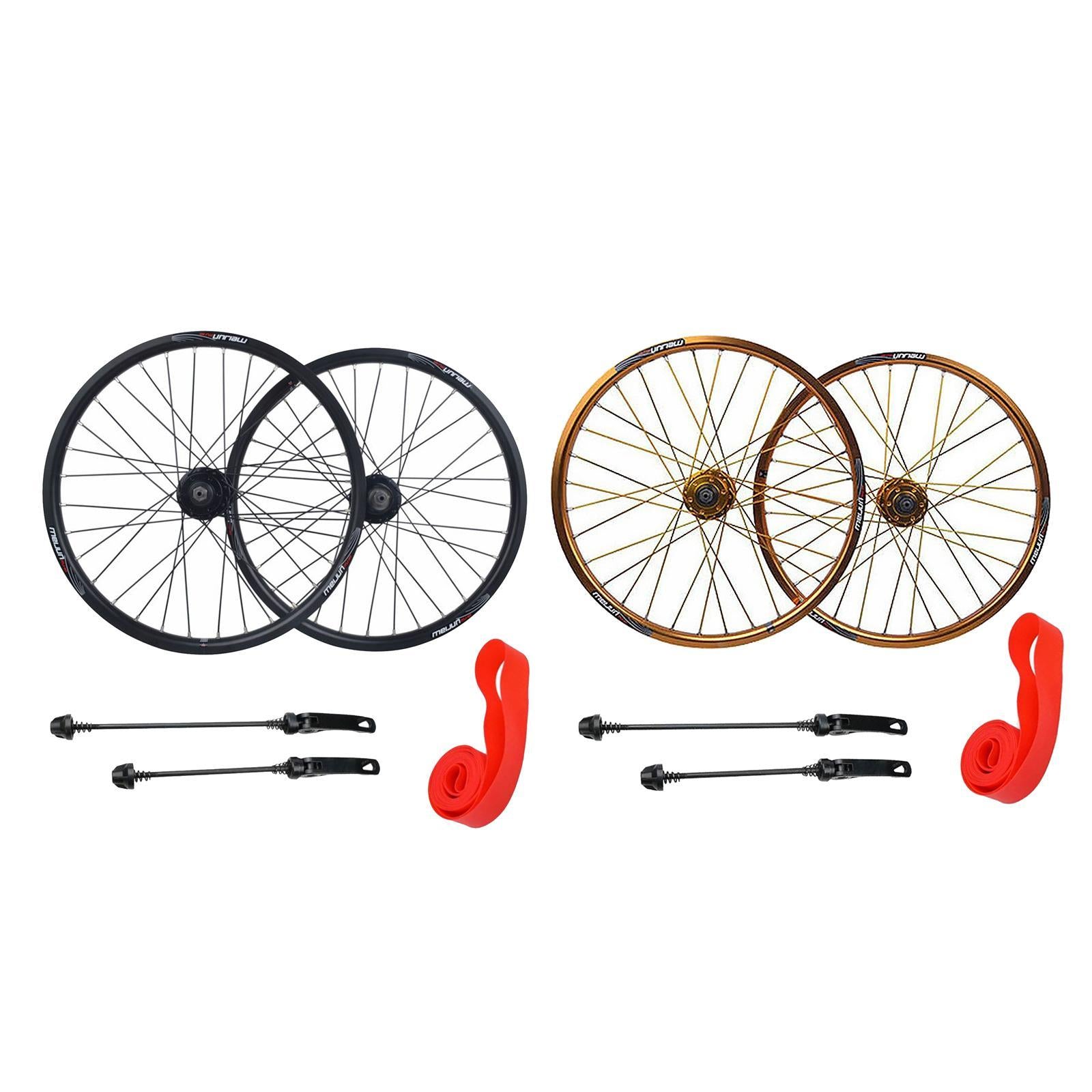 20 inch 1.25-2.215 Folding Bike Wheel Bicycle Wheelset Schrader Valve Black