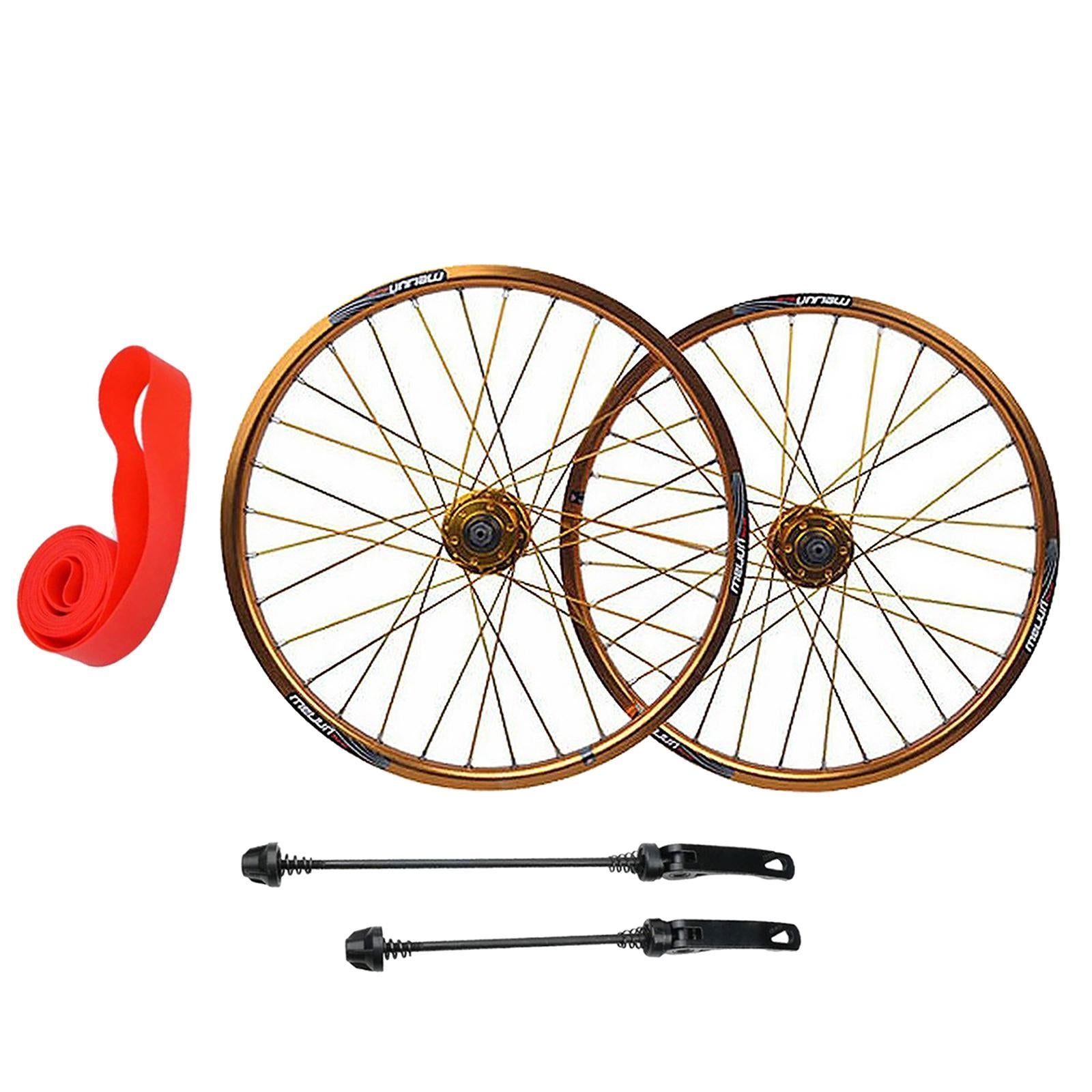 20 inch 1.25-2.215 Folding Bike Wheel Bicycle Wheelset Schrader Valve Golden