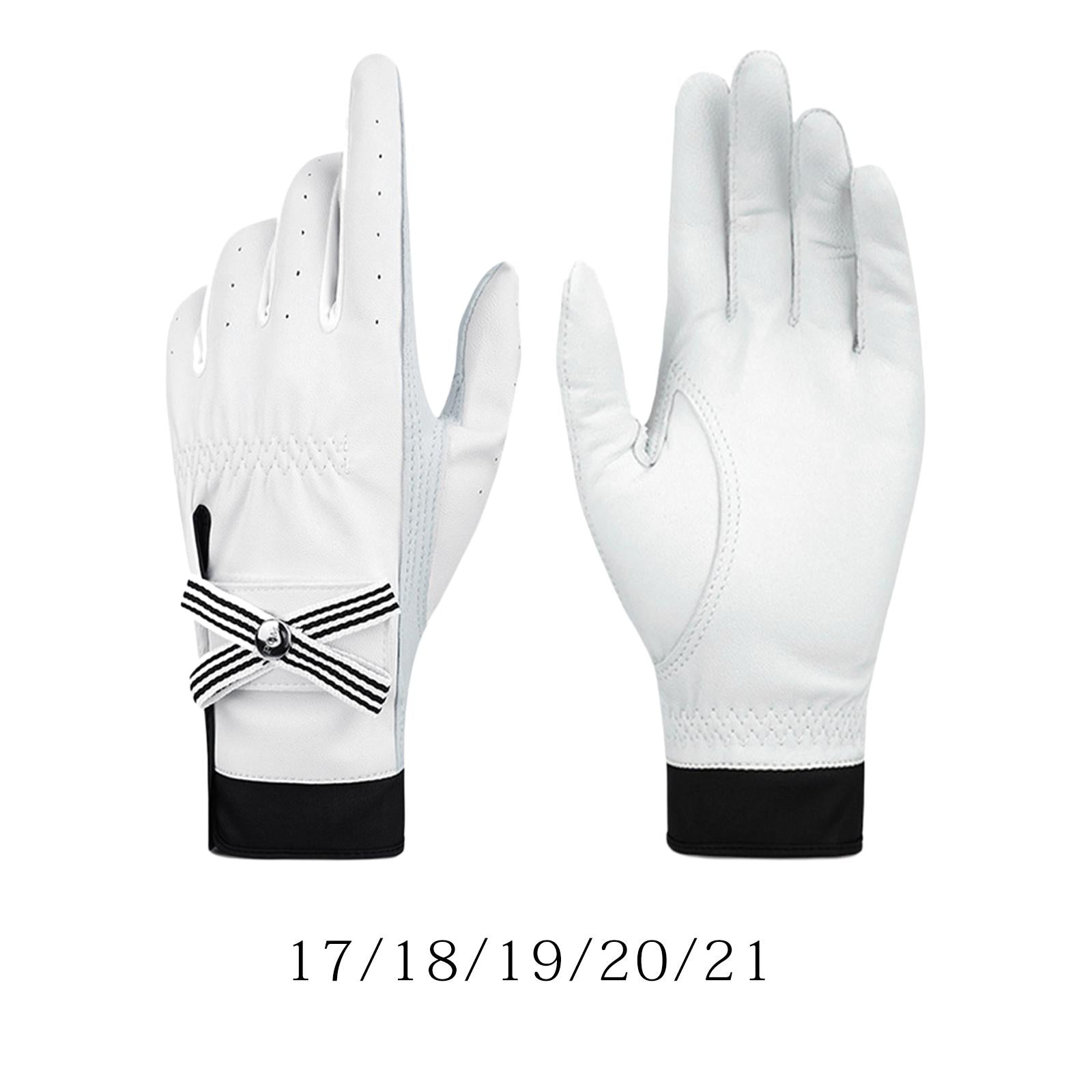 1 Pair Women Golf Gloves Bowknot Anti-Slip Ladies Gloves for Golfer 17 yards