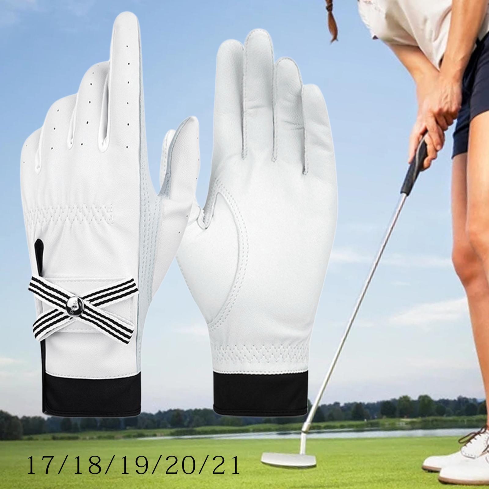 1 Pair Women Golf Gloves Bowknot Anti-Slip Ladies Gloves for Golfer 17 yards