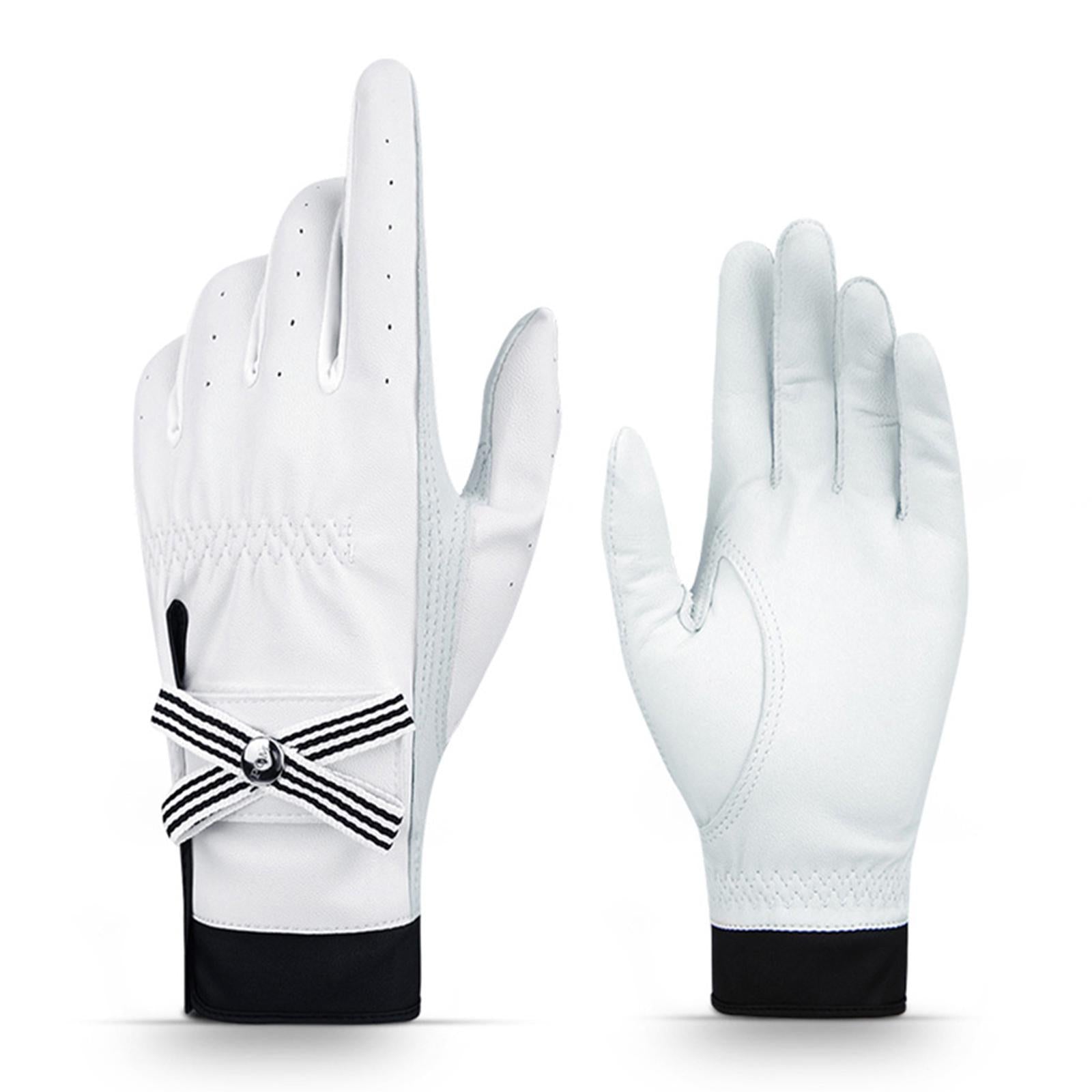 1 Pair Women Golf Gloves Bowknot Anti-Slip Ladies Gloves for Golfer 17 yards