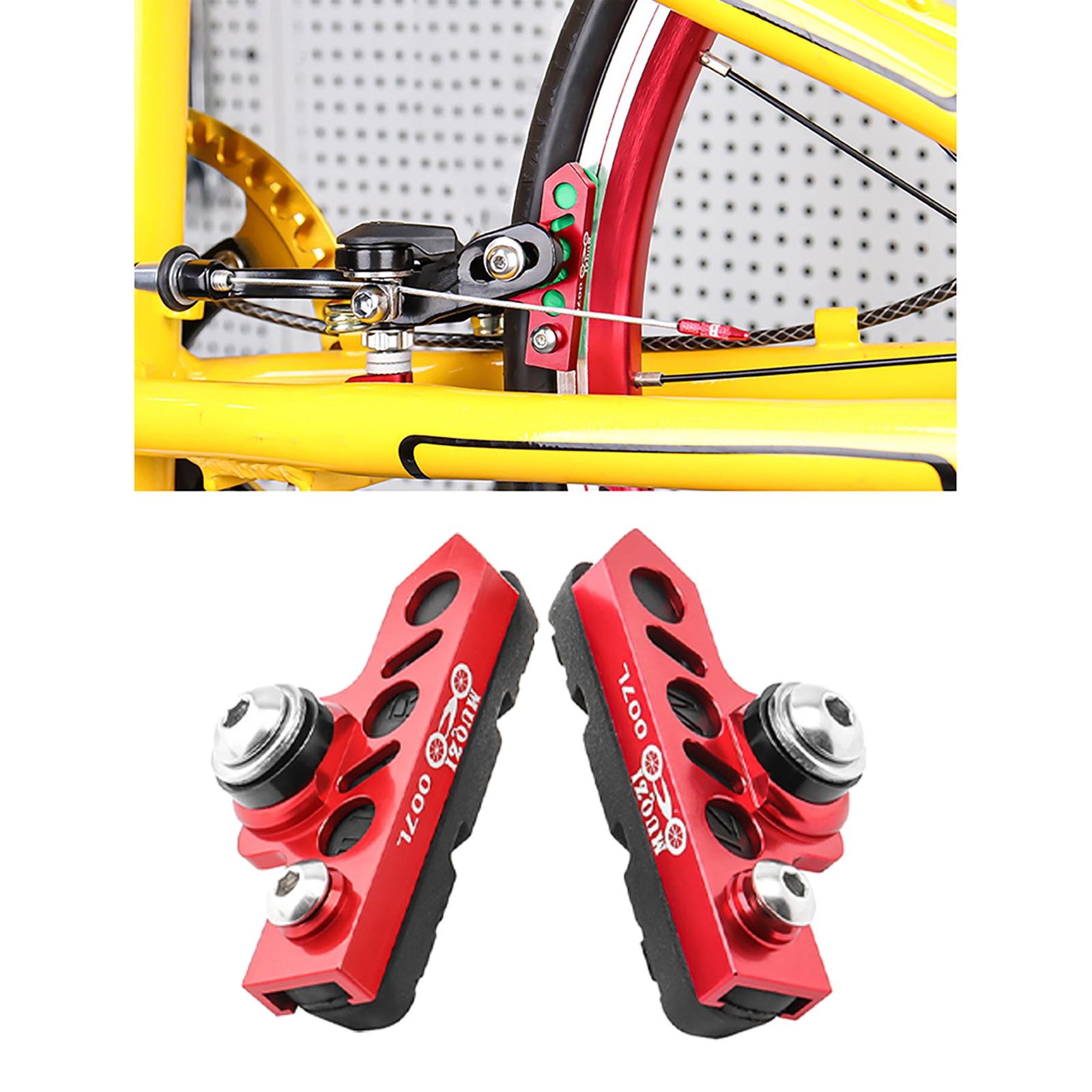 1 Pair Durable Brake Blocks Shoes Drawer Type Bicycle Brake Pads Red Black