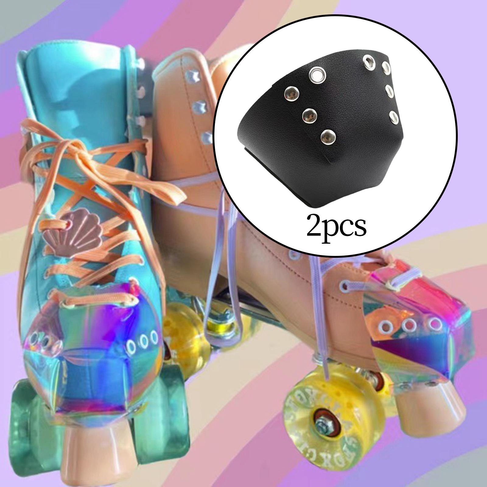 1 Pair Roller Skate Toe Guards Outdoor Artificial Leather Detachable Accs Black