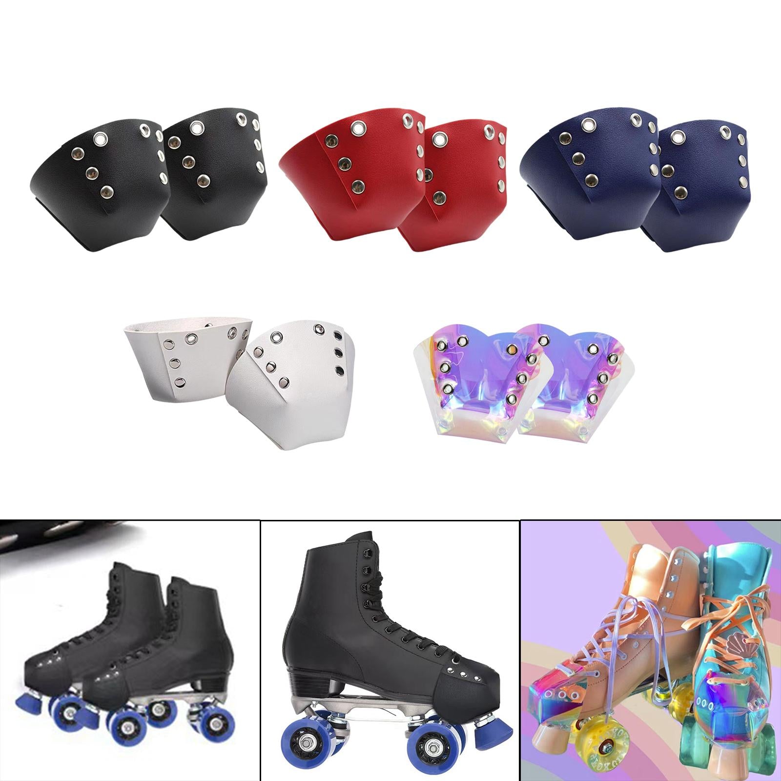 1 Pair Roller Skate Toe Guards Outdoor Artificial Leather Detachable Accs Black